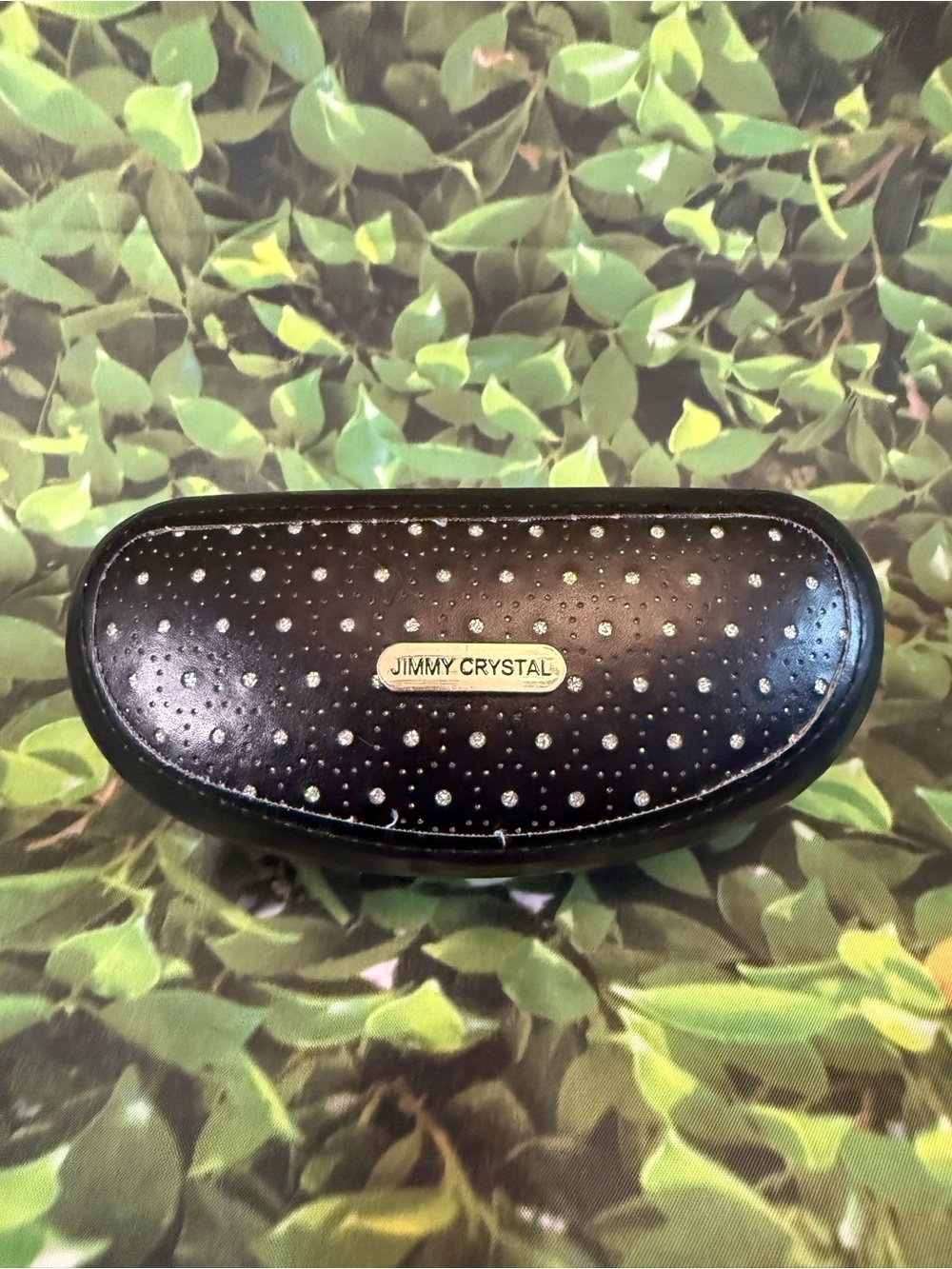 Jimmy Crystal Black Crystal-Embellished Glasses Case